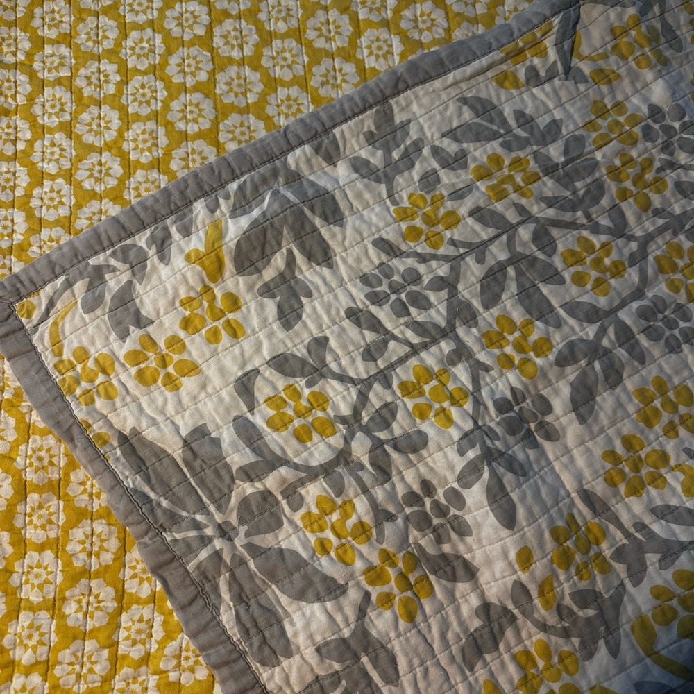 Target Quilted Floral Throw in Yellow and Gray